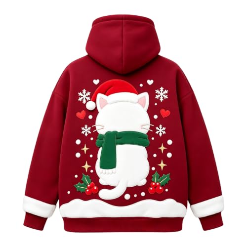 Christmas Cat Carrier Hoodie Women Men Y2K Unisex Sweat Shirts with Pocket - image 6