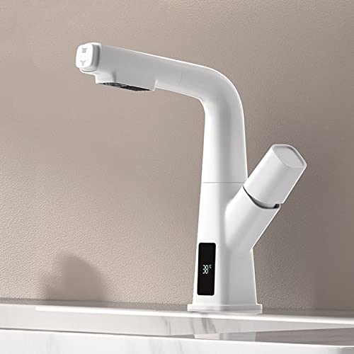 Robinet de lavabo extractible 360° avec affichage de température