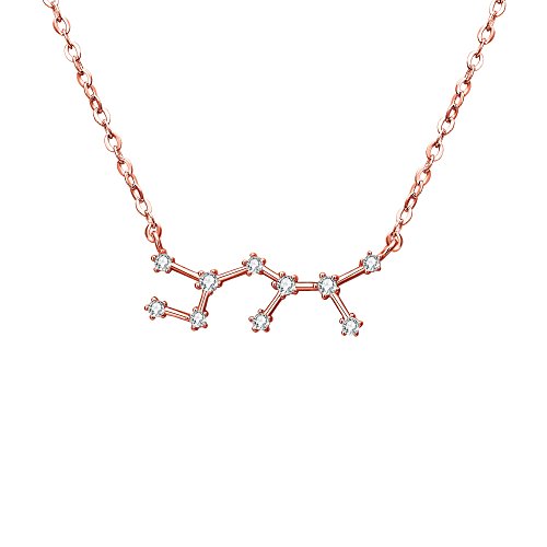 Collares Mujer - Clearine Serie de Constelación "Sagitario" Colgante Plata 925 Tono Oro Rosa Horóscopo Exclusivo para Regalo Boda Novia