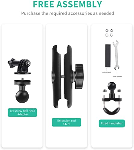 Image of Action Camera Aluminium Alloy Holder Compatible with gopro Bike Mount with Two 360 rotational Angle for Bike Motorcycle and Bicycle (Handlebar Attachment)