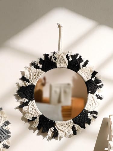 Carillon vent miroir macramé pour une décoration de chambre cocooning