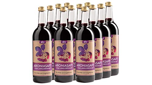 12x Aroniasaft BIO - Vom Langlebenhof ,,DER MILDE" - 12 x 750ml Flaschen - 100% Direktsaft - Aronia Muttersaft - ohne Zusätze Cover