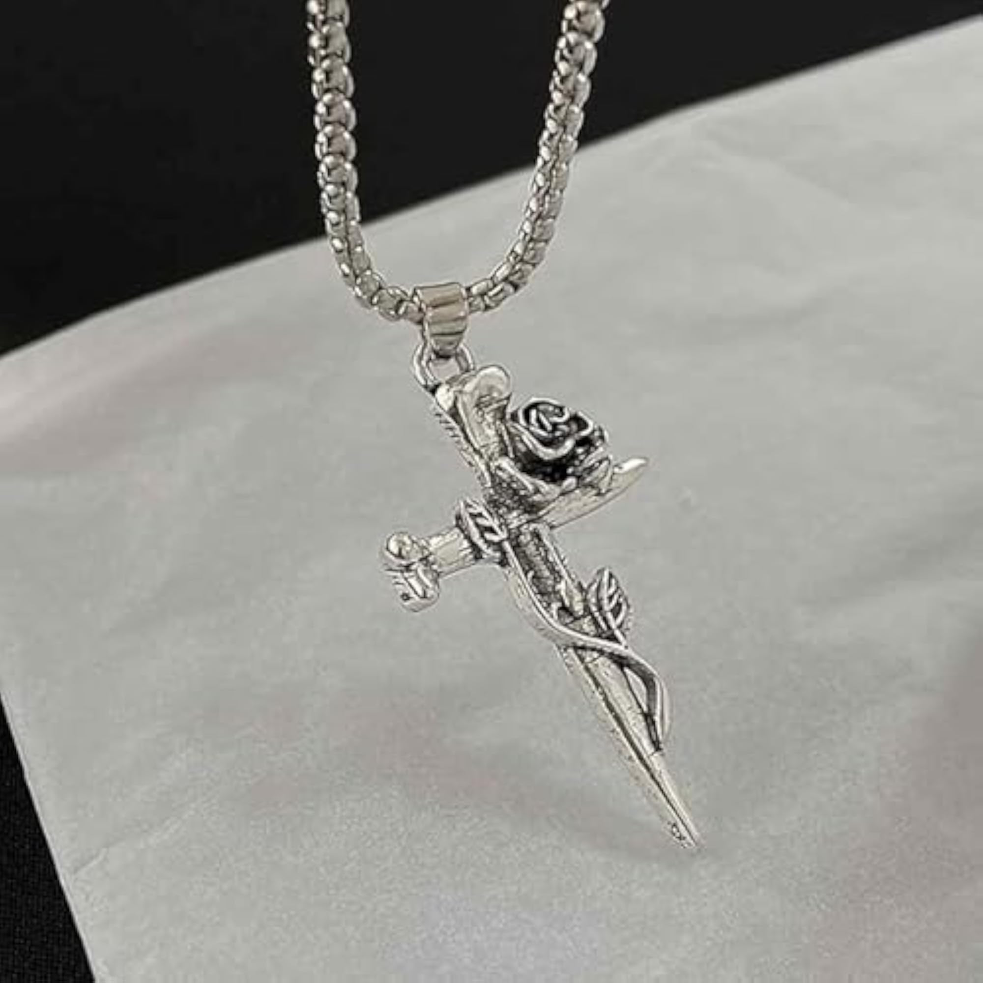2PCS Holy Cross Jesus Chain Necklace Set for Men