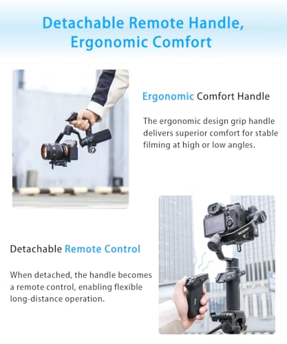 FeiyuTech SCORP Mini 3 Pro [Kit] AI Tracking Camera Stabilizer with Bag+Fill Light+Extension Pole, Detachable Remote Handle, 4.4lbs Payload All in One Gimbal Stabilizer for Camera & Smartphone - Thumbnail 3
