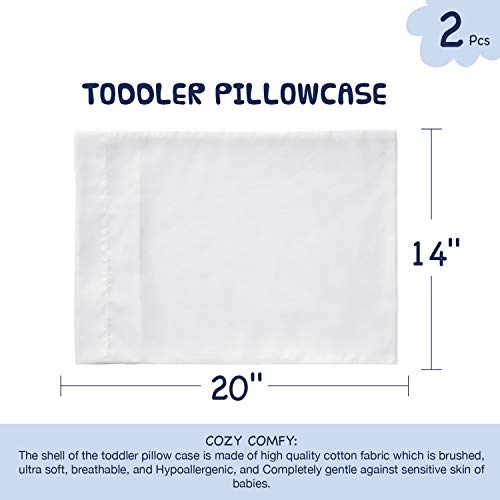 Image of EXQ Home Toddler Pillowcases 13x18 Travel Pillow Case Set of 2, Small Pillow Case Fits Baby Pillow Sized 12x16, 13x18, Kids Pillowcases 2 Pack Machine Washable with Envelope Closure(White)