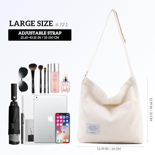 Image of COOLOME Canvas Tote Bag for Women - Crossbody, Shoulder, Travel & Beach Bag