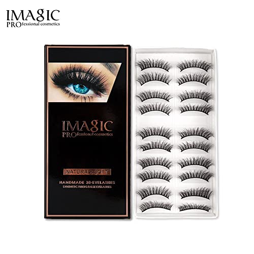 Image of Imagic PROfessional Synthetic Fibers False Eyelashes, Natural & soft 100% Handmade 3D Eyelashes Pack 10 Pairs of 1 box?