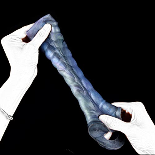 TDLPlus Penismanschetten Realistischer Monster Drachen Dildo mit Hodenring, Flüssiges Silikon Penishülle Penis Sleeve zür Verzögerung Ejakulation Penisverlängerung Sexspielzeug für Männer(Blau) – Bild 4