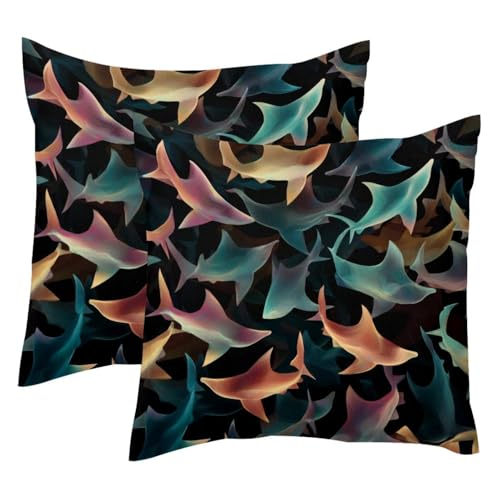 Housse de coussin 50x50 requin velours lot de 2 - 2