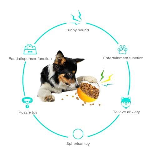 Enrichment Interactive Dog Treat Toy - Level 1 Mental Stimulation for Dogs, Dog Toys for Boredom Busy (Beginner-Orange 5.6" Squeaky Ball)