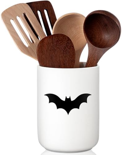 Sawysine Gothic Bat Ceramic Utensil Holder Christmas Kitchen Croc...