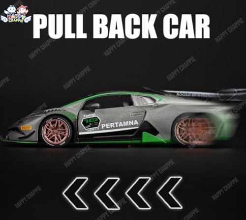 Image of 1:32 Huracan ST EVO Die-Cast Alloy Metal Sports Car Model with Openable Doors, Hood & Trunk, Pull Back Action, LED Lights & Sound Toy Car for Kids Boys Girls & Collectors (Racing Edition)