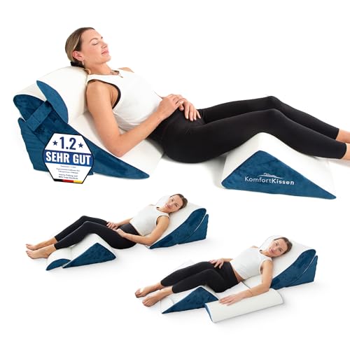 Keilkissen 4-teiliges Ergonomisch Kissen-Set | 12 in 1-Multifunktionsdesign mit Ebnehmbarem & Waschbarem Bezug zum Schlafen und Lesen