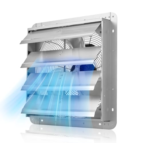 Image of VEVOR 18 Inch Shutter Exhaust Fan Wall Mounted Automatic Louvers Silver, Sturdy Steel Housing, 3051 CFM Low Noise, AC Motor, Ventilation and Cooling for Attic, Garage, Barn, Greenhouse, Workshop