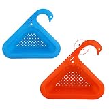 2 Pièces Panier de Vidange de Cygne Evier Cuisine, Extensible Porte Évier Triangle Panier de Vidange d'Évier Panier de Crépine d'Évier pour Éviers de Cuisine (Bleu Ciel, Orange)