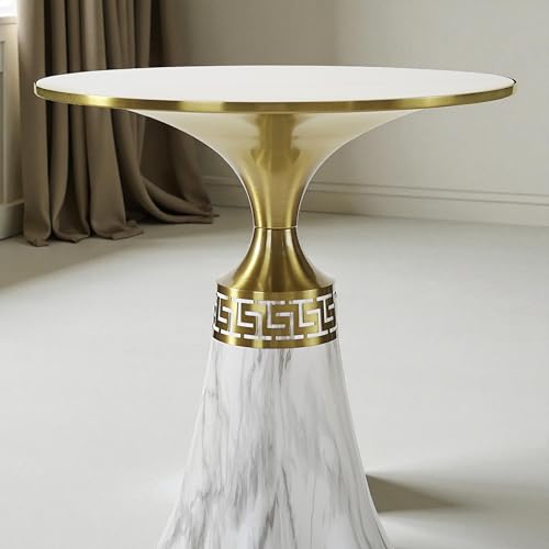 Image of The Attic Aurora Marble Top End Table Luxury Modern Look,Ivory Marble Effect