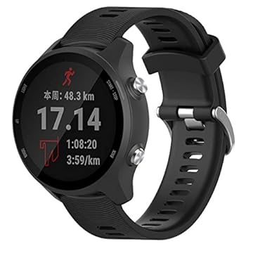 MOTONG Pulseira de substituição compatível com Garmin Forerunner 245M - Pulseira de silicone preto, 17 mm, Moderno