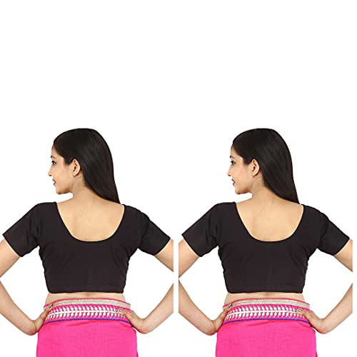 Image of Namita Women's Rubia Cotton Half Sleeve Readymade Blouse (U-COT-COM-2-BLACK-BLACK-36 Black 36)