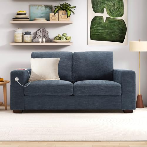 Image of Hanherry 70 inch Loveseat Sofa for Living Room, Modern Comfy Couch with Medium Firm Seat Cushion, Removable Cover,Wide Armrest,USB /Type-C Port,Chenille Fabric Couches for Small Space,Apartment,Bedroom