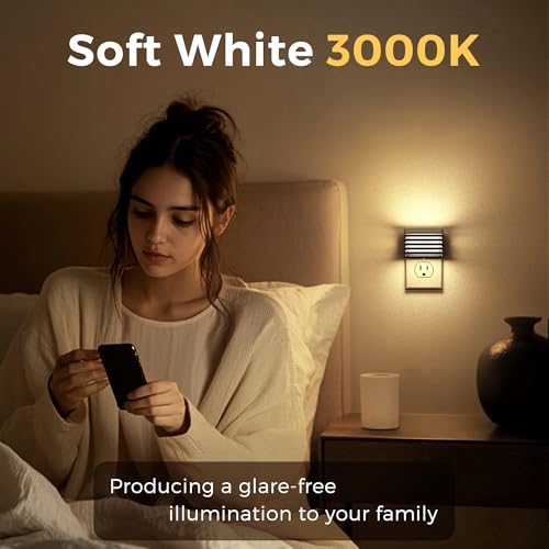 l lohas led night lights plug into wall 2 pack modern night light with dusk to dawn sensor dimmable plug in night light adjustable brightness 3000k soft white for bedroom bathroom hallway