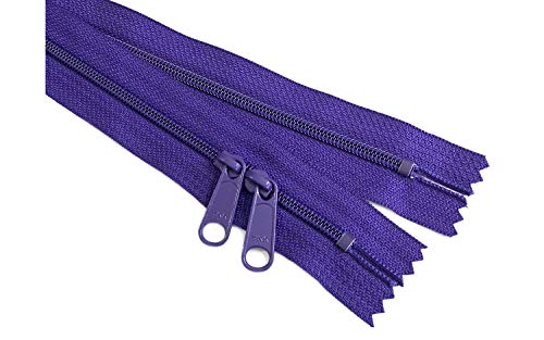 18 Pieces 30 Inches Double Slide Zipper YKK #4.5 Coil with Two Long Pull Head to Head Closed Ended on Both Sides 18 Assorted Colors - Made in USA