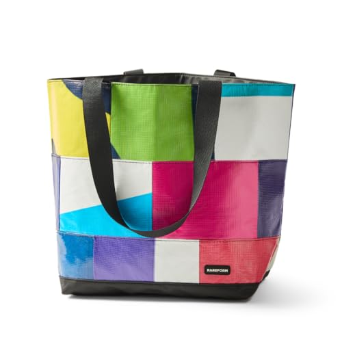 Rareform Large Zippered Blake Tote Bag | One-of-a-Kind, Water-Resistant, Recycled Billboard Vinyl | Color and Pattern Vary