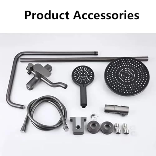 Image of X-XONIER SS Shower Set 3-in-1 Height Adjustable Set with Overhead and Handheld, 3 Modes, Moveable Tub spout Black