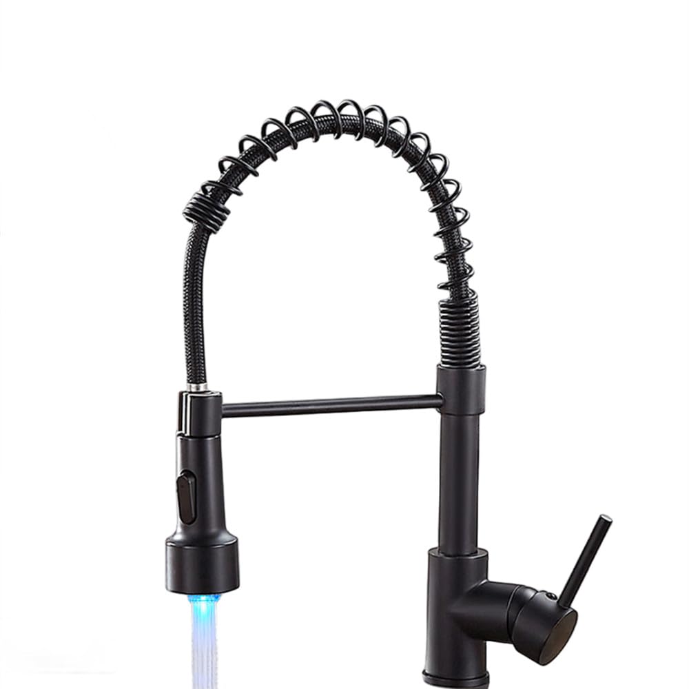 Robinet de cuisine noir et nickel brossé mitigeur eau chaude froide avec bec extractible G3/8