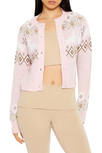 Forever 21 Women's Fair Isle Bunny Cardigan Sweater