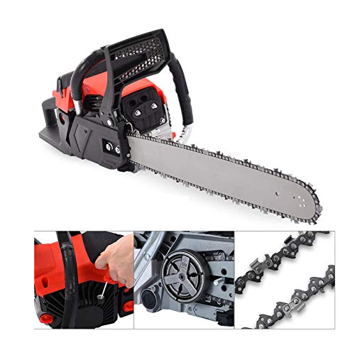 Gasoline Chainsaw 20 Inch Gas Chain 2 Strokes Automatic Chain Oiler Anti-vibration System Wood Cutting 58CC Petrol Chainsaw with Tool Kit Carry Bag for Cutting Trees Farm Garden