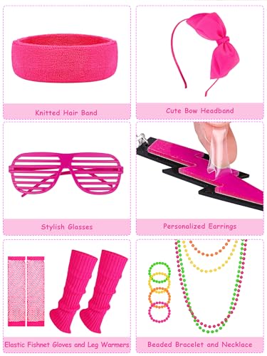AOTHSO disfraz 80s para niñas tamaño XL color rosa miniatura 4