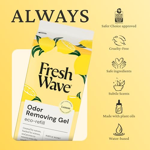 Image of Fresh Wave Lemon Odor Removing Gel Refill, 63 oz. - Safer Odor Absorbers for Home, Natural Plant-Based Odor Eliminator, Every 15 oz. lasts 30-60 Days, For Cooking, Trash & Pets