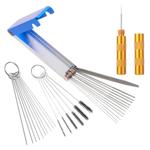 Lusofie El kit de limpieza de carburador incluye 3 herramientas de limpieza de punta de antorcha, 5 cepillos de limpieza pequeños de nailon, 10 agujas de limpieza, 1 kit de herramientas de púa