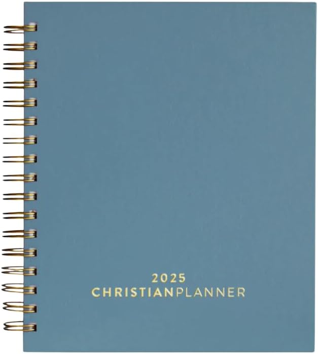 2025 Christian Planner - Bible Journal and Gratitude Book 7"x10" Spiral Bound with Eco-Friendly FSC Certified Paper - Monthly, Weekly, Daily Organizer (Indigo)