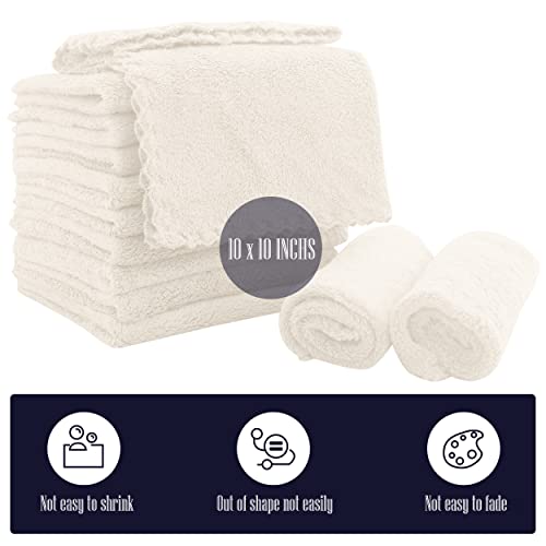 Image of 16 Pack Baby Washcloths - Luxury Coral Fleece - Extra Absorbent and Soft Wash Clothes for Newborns, Infants and Toddlers - Suitable for Sensitive Skin and New Born - Baby Shower - Cream, 10x10 Inch