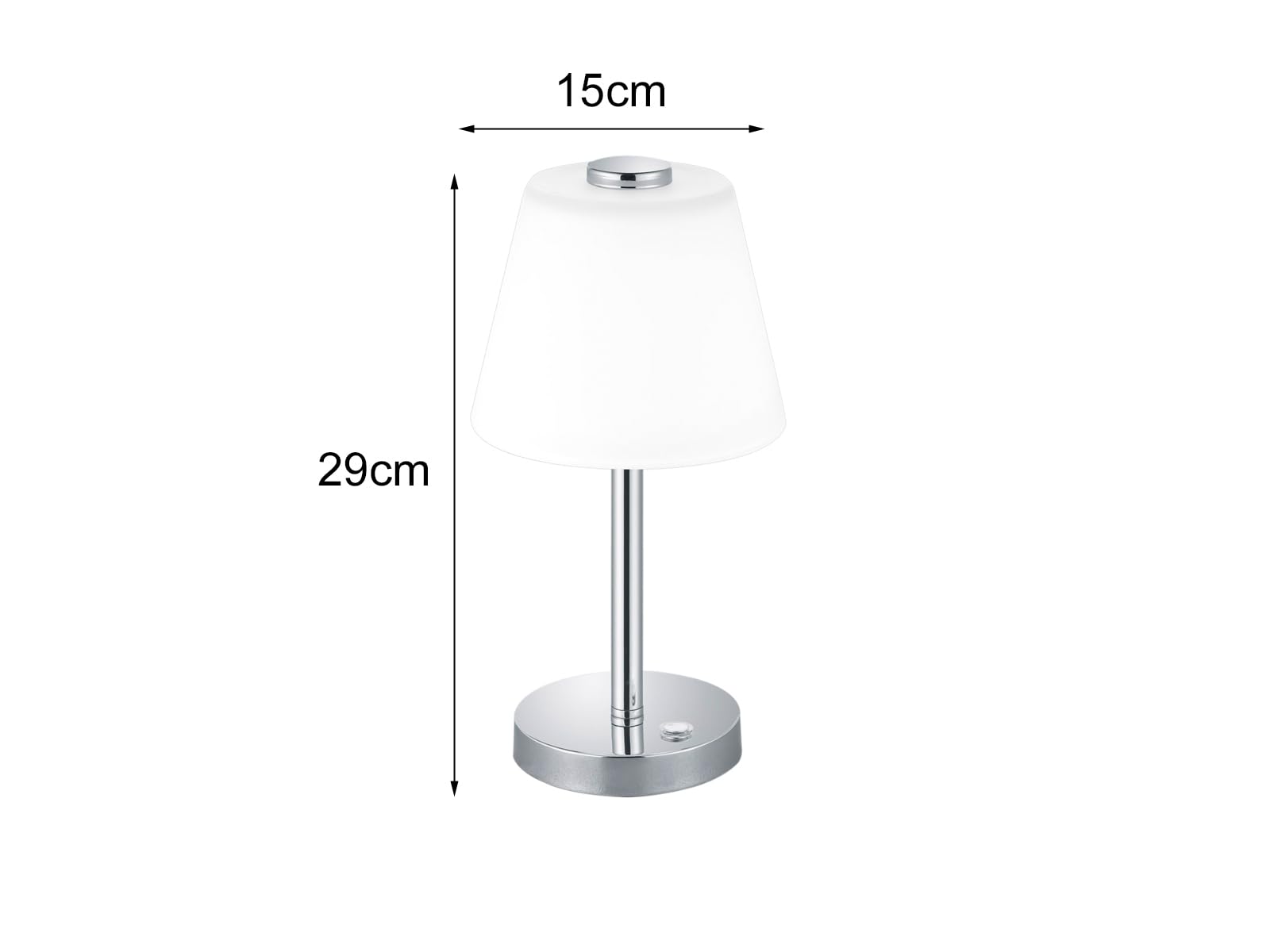 Juego de 2 lámparas LED de mesa Touch en cromo con un cristal de color blanco.