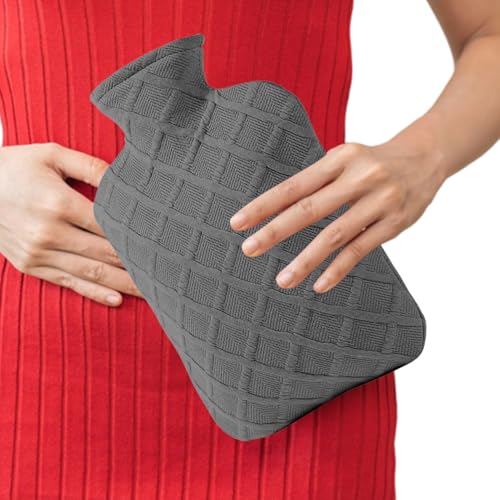 Botella de agua caliente de 1,2 litros con funda extraíble para aliviar dolores de cuello