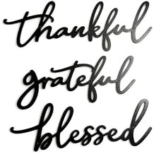 Sinseike Thankful Grateful Blessed Letter Metal Wall Decor Black