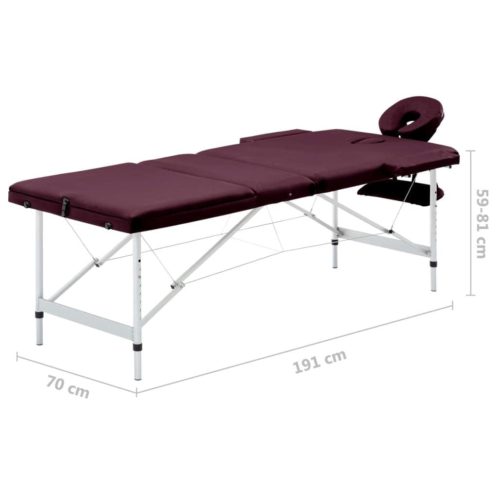 Table de Massage Pliable 3 Zones Aluminium Violet vin,Santé & beauté,Hygiène personnelle,Massage & Relaxation,Tables de Massage,17.05 kg-110199