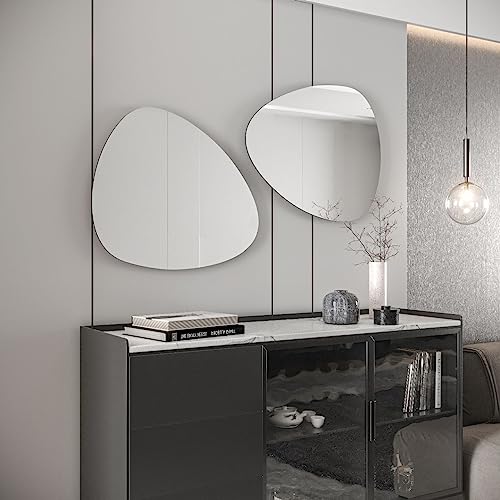 Espelho Decorativo Orgânico Lapidado 70x58 Moderno - com suporte para fixação