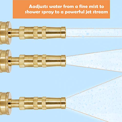 Atdawn Brass Hose Nozzle, Heavy-Duty Brass Adjustable Twist Hose Nozzle, 2 Pack (3.5") #TOP3