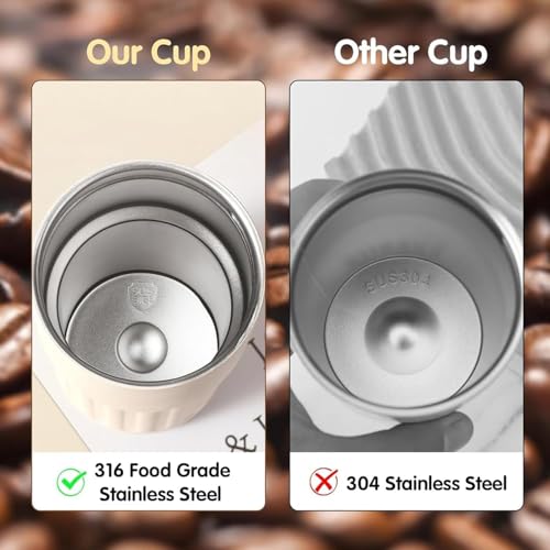 Image of Zentro Travel Coffee Mug Leak Proof -380 ML One Click Lid Stainless Steel Coffee Cup for Car, Office & Daily Commute with Secure Lock & Easy Clean Design (Travel Coffee Mug-DK)