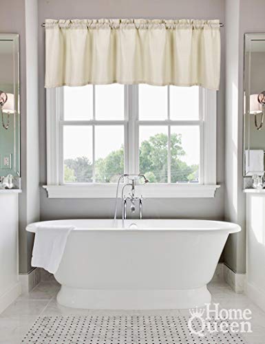 Home Queen Waffle Bathroom Window Curtain Valance, Water Repellent Short Straight Kitchen Window Topper, 60 X 16 Inch, Solid Taupe #TOP1