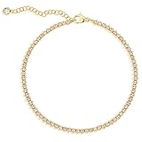 Gold Anklets for women,14K Gold Plated Dainty Adjustable Cubic Zirconia Anklet Charm Summer Beach An
