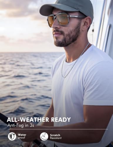 Image of Luenx Aviator Polarized Sunglasses for Men: Square UV400 Driving | Big Head Fit,Adjustable Nose Pads,Lightweight,Anti-slip,Impact-resistant,Scratch-Resistant,Glare Reduction,Gift-Ready Set