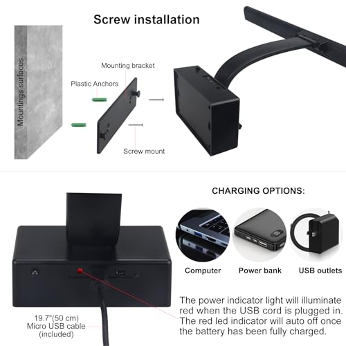 BIGMONAT 16inch Wireless LED Picture Light with Remote, USB Rechargeable Battery Operated Painting Light, Color Changing Art Display for Wall with Timer,Dimmable Art Light for Paintings,Frame,Portrait - Thumbnail 7