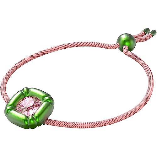 Articolo consegnato: 1 x Swarovski Dulcis Braccialetto, con cristallo rosa Swarovski, montatura verde e corda rosa regolabile in poliestere riciclato, inclusa confezione Swarovski