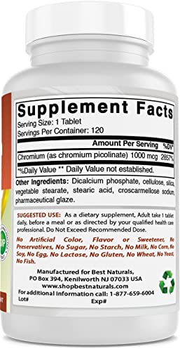 Best Naturals Chromium Picolinate 1000 Mcg 120 Tablets (Pack Of 2) #TOP3