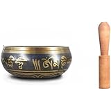 Tibetan Singing Bowl Handcrafted Nepalese Meditation Sound Bowl Copper Alloy 3.5 Inch with Wooden Striker Hand Sewn Cushion Meditation Bowl for Yoga Mindfulness Sound Therapy Practice (11.5cm)