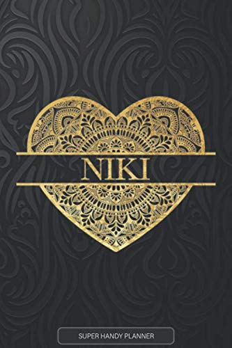 Niki: Niki Planner, Calendar, Notebook ,Journal, Gold Heart Design With The Name Niki